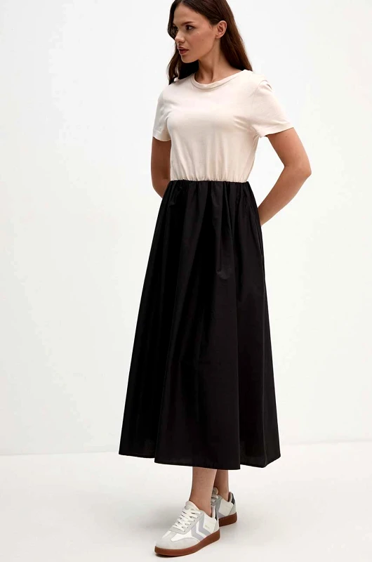 Sandro Ferrone Βαμβακερό φόρεμα Sandro Ferrone χρώμα: μπεζ, SFS7XBDMARGOT