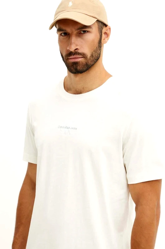 Calvin Klein Jeans Βαμβακερό μπλουζάκι Calvin Klein Jeans ανδρικά, χρώμα: μπεζ, J30J325649