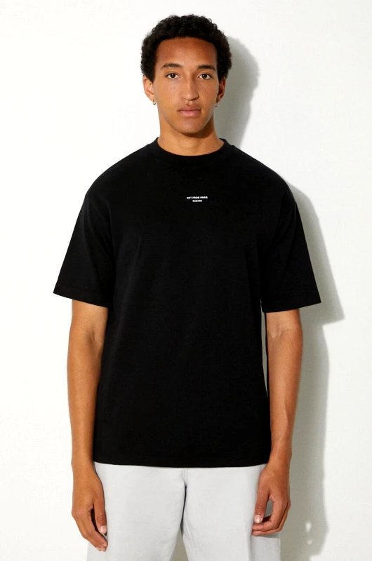Drôle de Monsieur Βαμβακερό μπλουζάκι Drôle de Monsieur Le T-Shirt Slogan Classique ανδρικό, χρώμα: μαύρο, PERM-TS202-CO002-BL