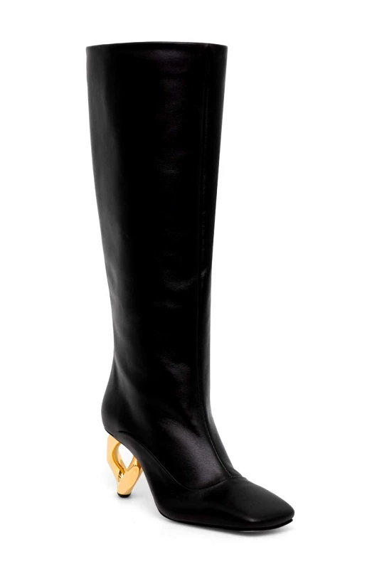 JW Anderson Δερμάτινες μπότες JW Anderson Chain Heel γυναικείες, χρώμα: μαύρο, ANW43020A