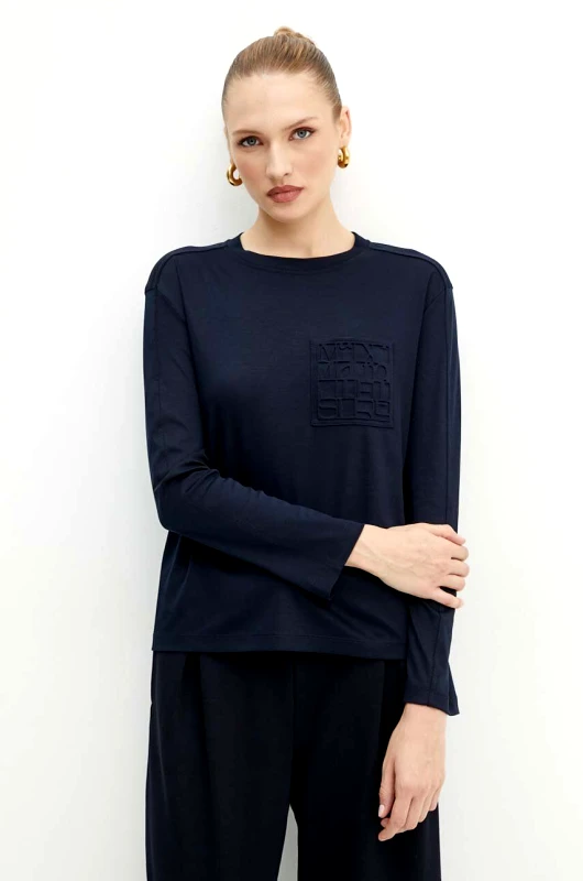 Max Mara Leisure Longsleeve Max Mara Leisure χρώμα: ναυτικό μπλε, 2426946088600