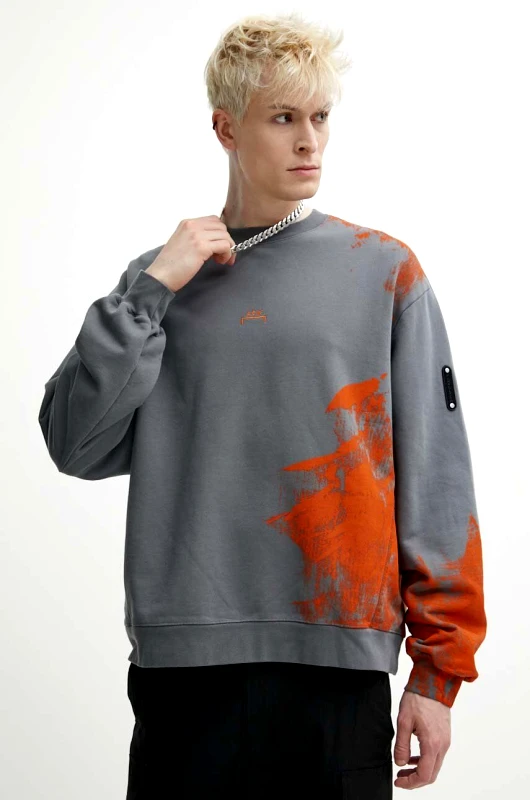 A-COLD-WALL* Βαμβακερή μπλούζα A-COLD-WALL* Brushstroke Crewneck χρώμα: γκρι, ACWMW184