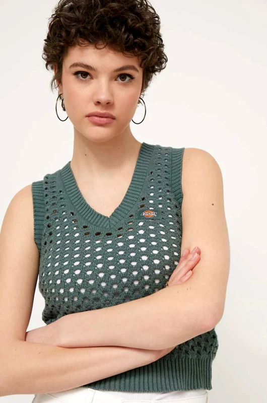 Dickies Βαμβακερό γιλέκο Dickies INGALLS VEST W χρώμα: πράσινο, DK0A4YT3