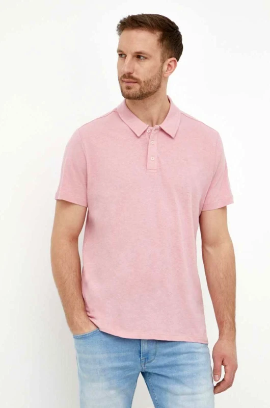 Pepe Jeans Πόλο με μείγμα με λινό Pepe Jeans HOLLY χρώμα: ροζ PM542146