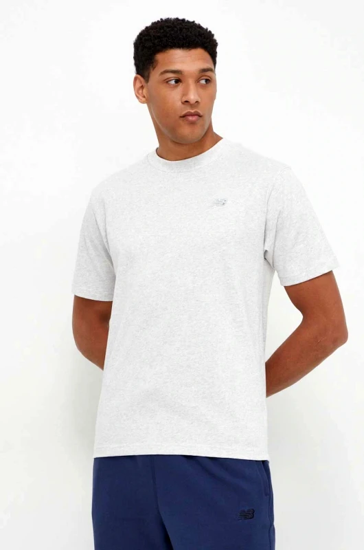 New Balance Βαμβακερό μπλουζάκι New Balance ανδρικά, χρώμα: γκρι