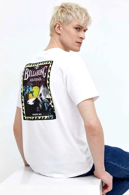 Billabong Βαμβακερό μπλουζάκι Billabong ανδρικά, χρώμα: άσπρο
