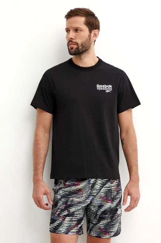 Reebok Βαμβακερό μπλουζάκι Reebok Brand Proud ανδρικό, χρώμα: μαύρο, 100076383