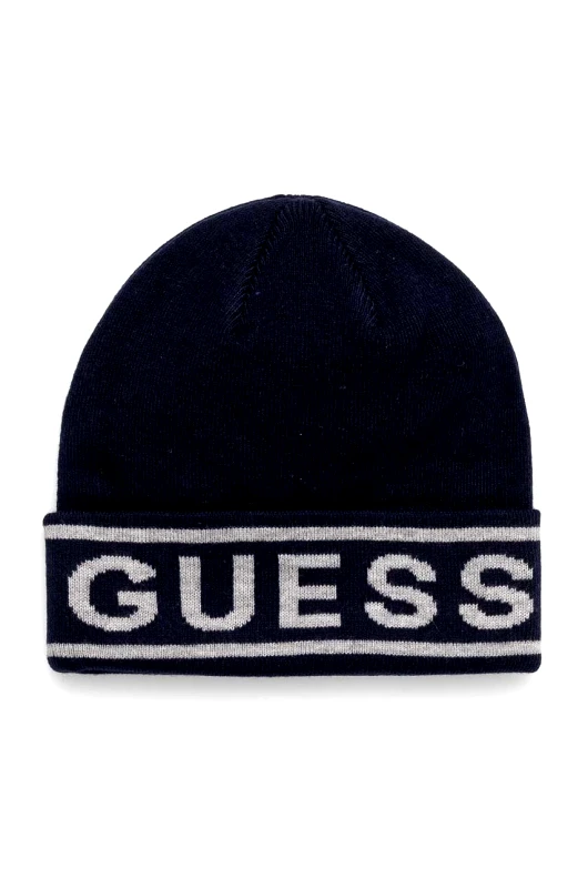 Guess Σκουφί από μείγμα μαλλιού Guess LOGO BEANIE χρώμα: ναυτικό μπλε, M4BZ06.Z3H82