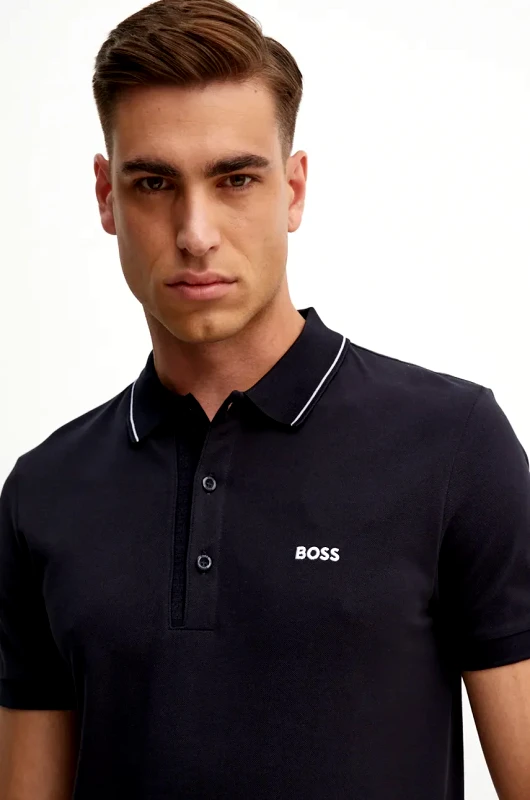 BOSS Green Βαμβακερό μπλουζάκι πόλο Boss Green χρώμα: ναυτικό μπλε, 50506195