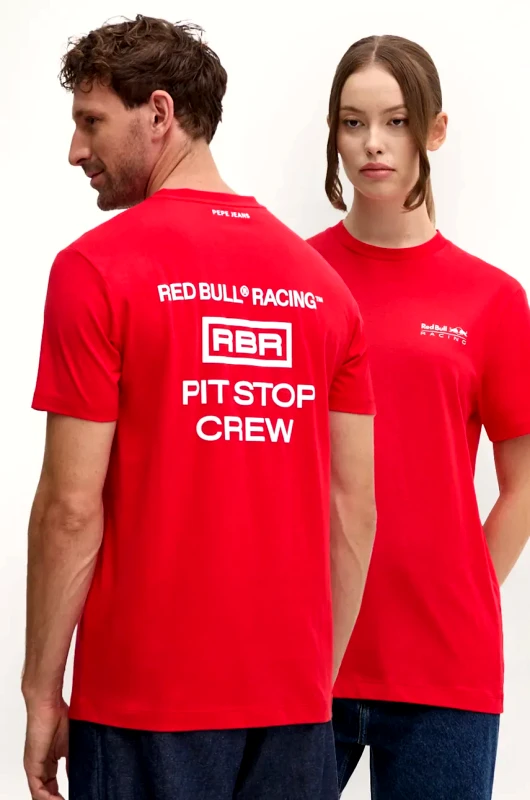 Red Bull Racing x Pepe Jeans Βαμβακερό μπλουζάκι Red Bull Racing x Pepe Jeans χρώμα: κόκκινο, RU500003