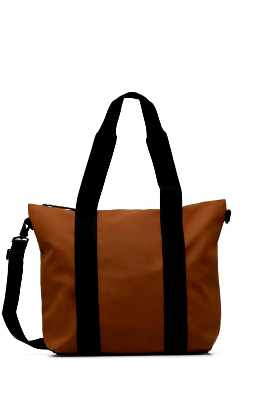 Rains Τσάντα Rains Tote Bag Mini W3 χρώμα: καφέ, 14160-63