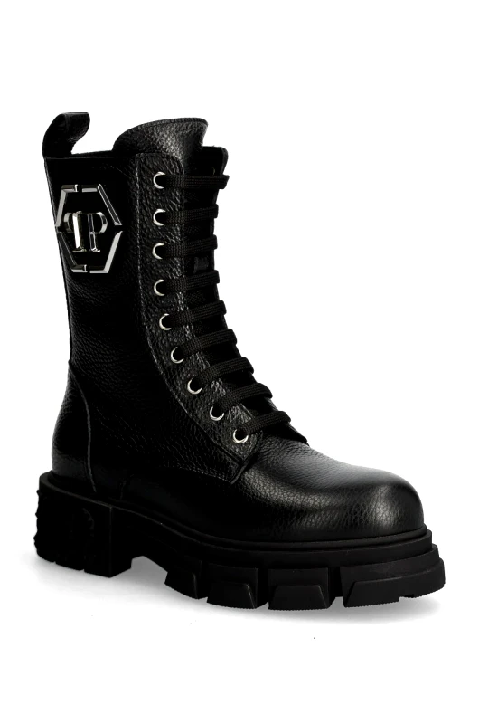 Philipp Plein Δερμάτινα workers Philipp Plein Embossed Army Boot χρώμα: μαύρο, WSE0811 PLE010N 02