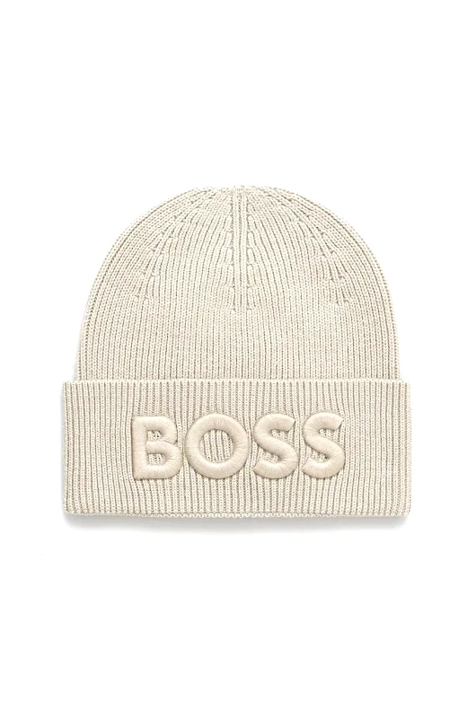 BOSS Orange Μάλλινο σκουφί Boss Orange χρώμα: μπεζ, 50522449