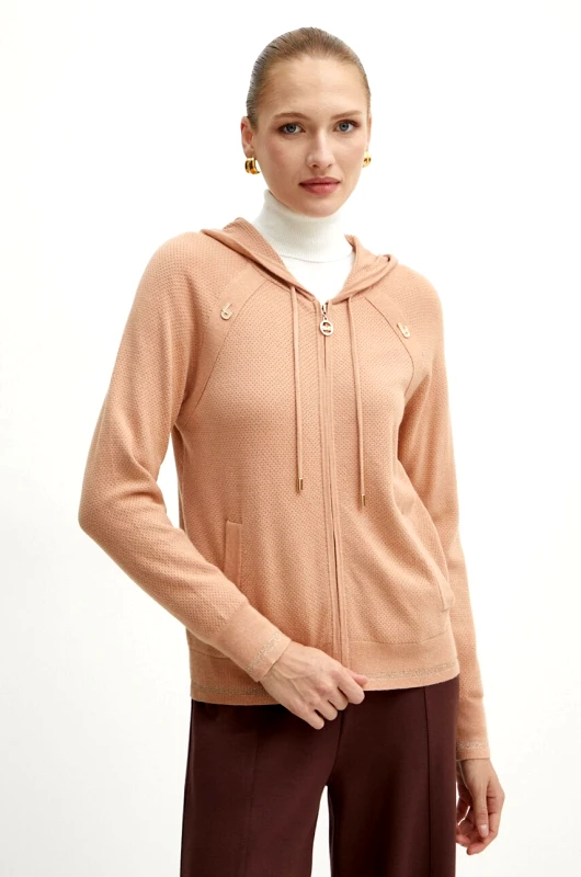 Liu Jo Πλεκτή ζακέτα Liu Jo χρώμα: μπεζ, TF4167 MS75L