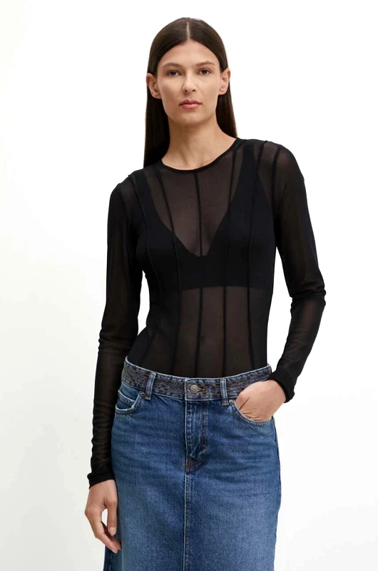 Remain Κορμάκι Remain Bodysuit With Cutlines χρώμα: μαύρο, 501946100