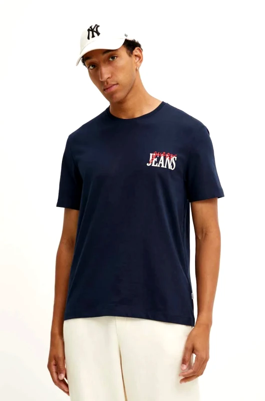 Guess Jeans Βαμβακερό μπλουζάκι Guess Jeans ανδρικό, χρώμα: ναυτικό μπλε, M4YI48 K8FQ4