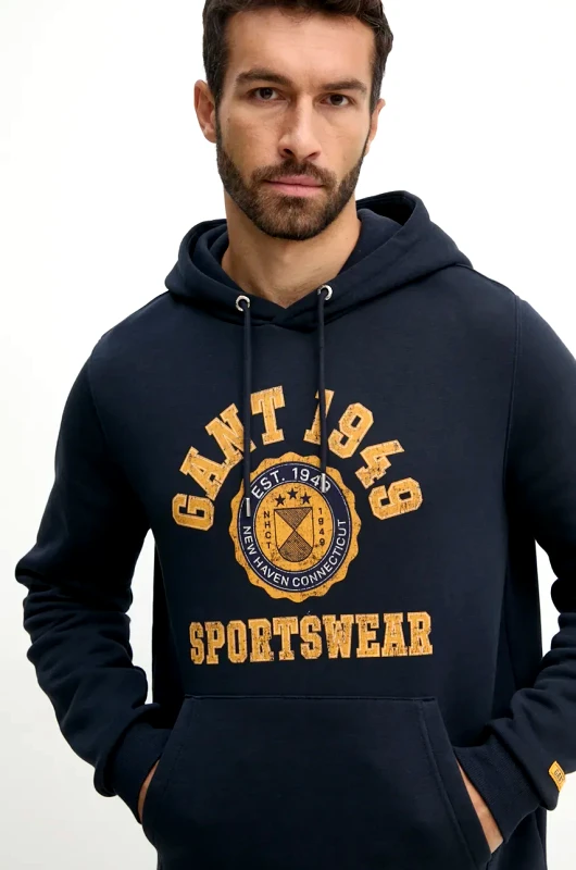 Gant Μπλούζα Gant χρώμα: ναυτικό μπλε, με κουκούλα, 2015068