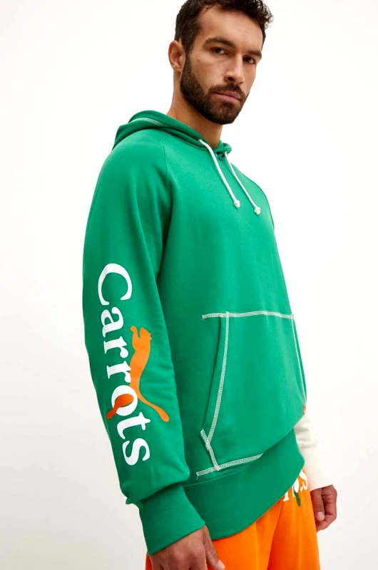 Puma Μπλούζα Puma PUMA X CARROTS Graphic Hoodie TR χρώμα: πράσινο, με κουκούλα, 627445