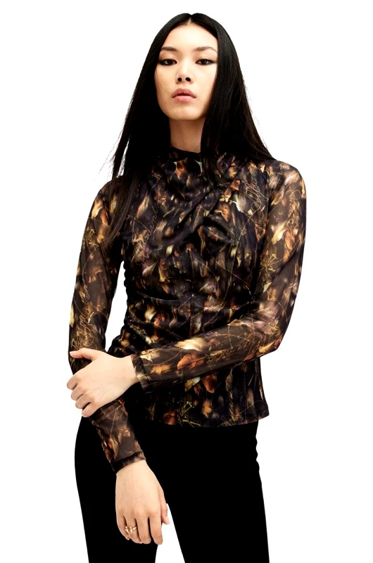 AllSaints Μπλουζάκι AllSaints TIA MESH TOP χρώμα: μαύρο, W126JB