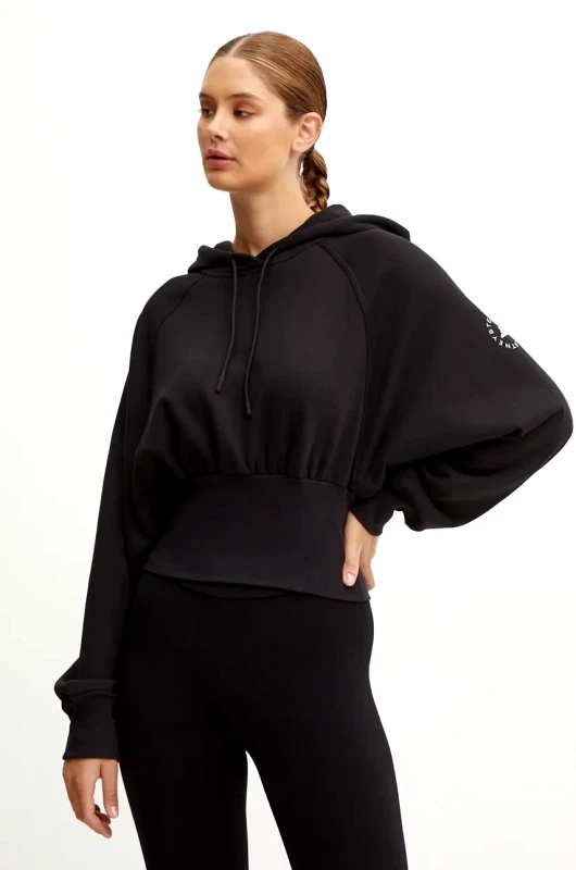 adidas by Stella McCartney Μπλούζα adidas by Stella McCartney χρώμα: μαύρο, με κουκούλα, JG1543