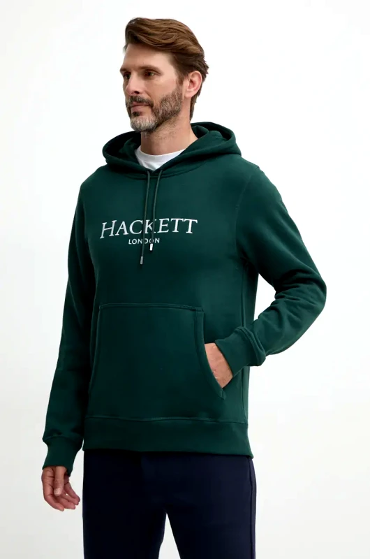 Hackett London Μπλούζα Hackett London χρώμα: πράσινο, με κουκούλα, HM581289