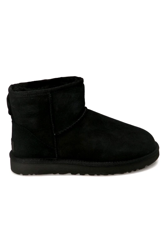 Ugg Μπότες σουέτ UGG Classic Mini II γυναικείες, χρώμα: μαύρο 1016222-BLK