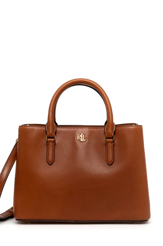 Lauren Ralph Lauren Δερμάτινη τσάντα Lauren Ralph Lauren χρώμα: καφέ