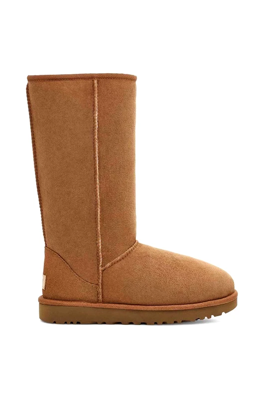 Ugg Μπότες σουέτ UGG γυναικείες, χρώμα: καφέ
