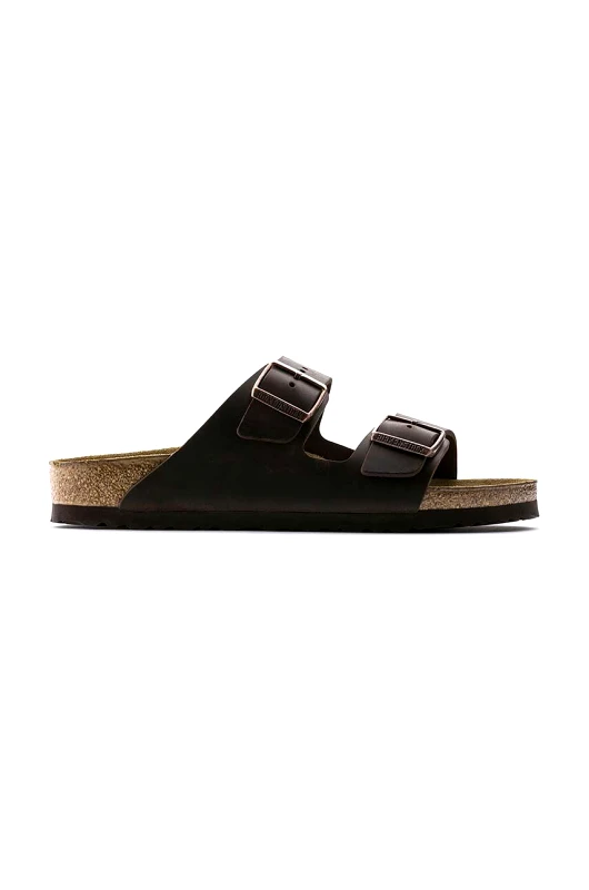 Birkenstock Δερμάτινες παντόφλες Birkenstock Arizona γυναικείες, χρώμα: καφέ, 52533