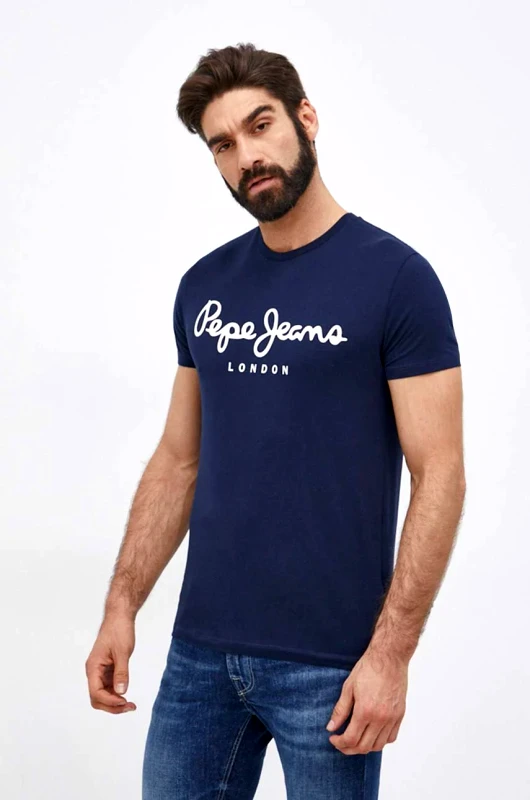 Pepe Jeans Μπλουζάκι Pepe Jeans ORIGINAL STRETCH N ανδρικό, χρώμα: ναυτικό μπλε