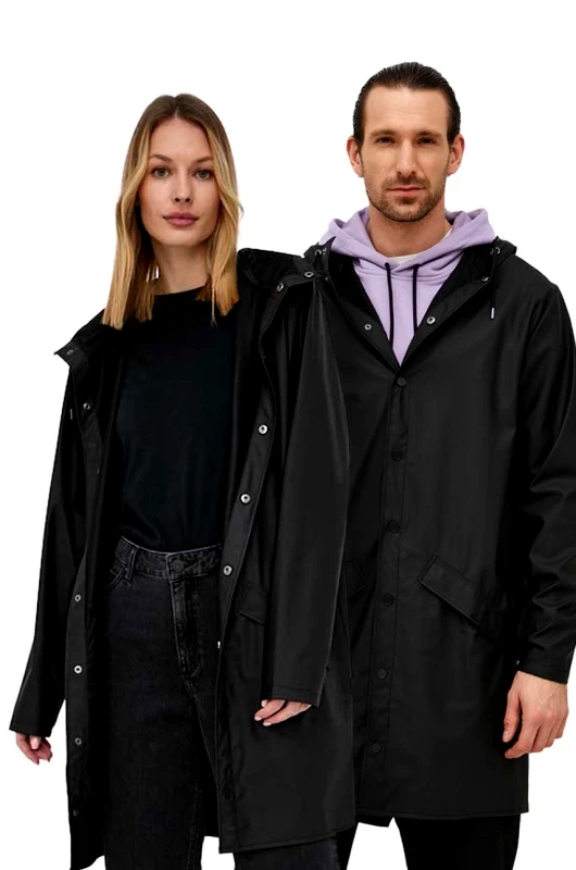 Rains Μπουφάν Rains 12020 Long Jacket χρώμα: μαύρο