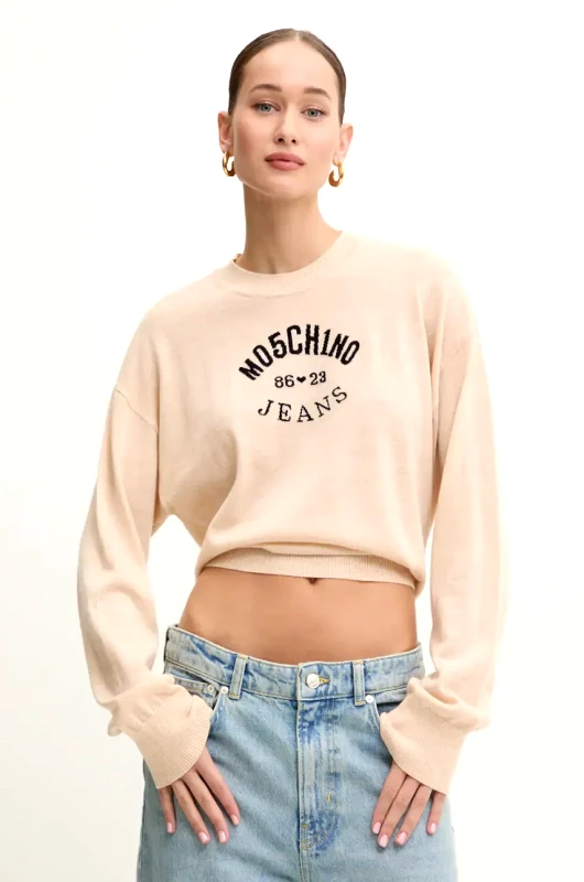 Moschino Jeans Μάλλινο πουλόβερ Moschino Jeans γυναικείο, χρώμα: μπεζ, J0931 8700