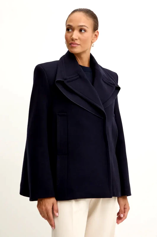 Victoria Beckham Μάλλινο παλτό Victoria Beckham χρώμα: ναυτικό μπλε, 1424WCT005790A