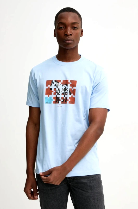 PS Paul Smith Βαμβακερό μπλουζάκι PS Paul Smith ανδρικό, χρώμα: μπλε, M2R.011R.PP5079