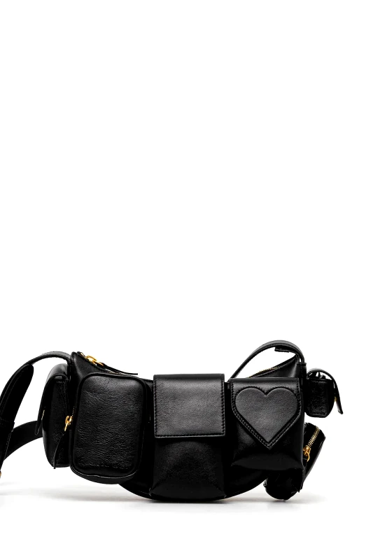 Fiorucci Δερμάτινη τσάντα Fiorucci Leather Super Pocket Bag χρώμα: μαύρο, U01FPABA123LE04BK01