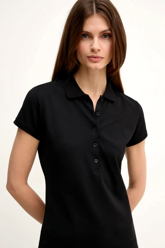 Guess Πόλο Guess LIZA χρώμα: μαύρο, W4GP61 KARS0