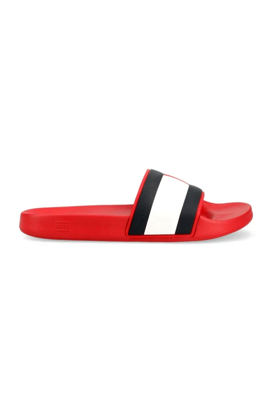 Tommy Hilfiger Παντόφλες Tommy Hilfiger RUBBER TH FLAG POOL SLIDE χρώμα: κόκκινο, FM0FM04263