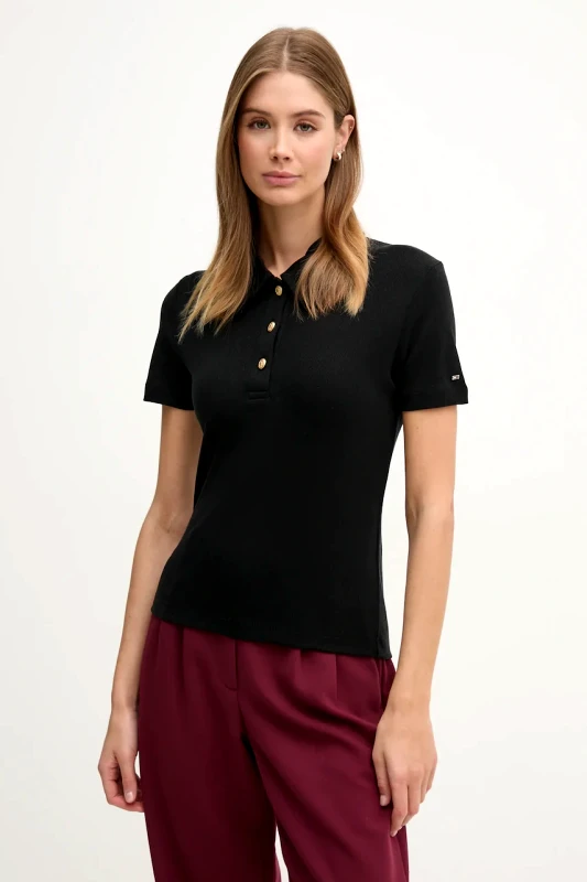 Tommy Hilfiger Πόλο Tommy Hilfiger χρώμα: μαύρο, WW0WW44446