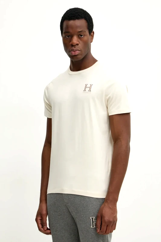 Hackett London Βαμβακερό μπλουζάκι Hackett London ανδρικό, χρώμα: μπεζ, HM500858