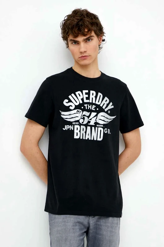 Superdry Μπλουζάκι Superdry χρώμα: μαύρο