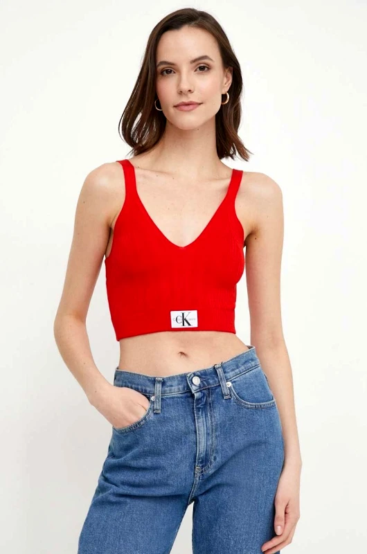 Calvin Klein Jeans Top Calvin Klein Jeans χρώμα: κόκκινο