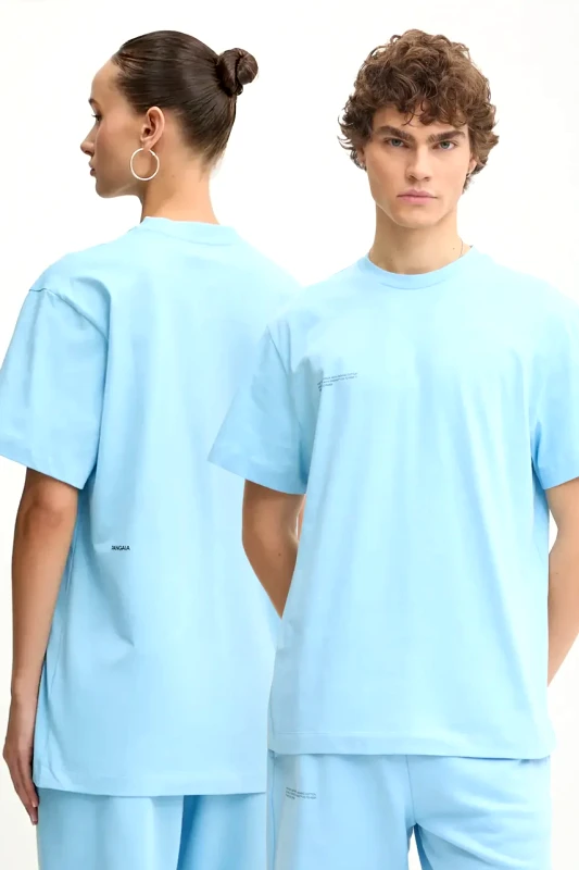 PANGAIA Βαμβακερό μπλουζάκι Pangaia χρώμα: τιρκουάζ