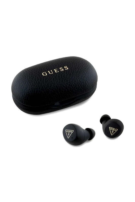 Guess Ασύρματα in-ear ακουστικά Guess Grained Classic Logo χρώμα: μαύρο