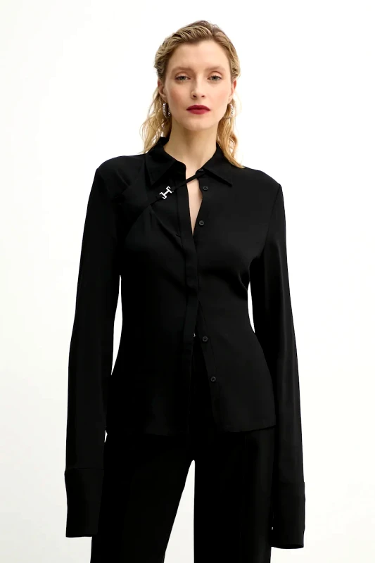 HELIOT EMIL Πουκάμισο Heliot Emil χρώμα: μαύρο, AW24.W.05.056.BLK01