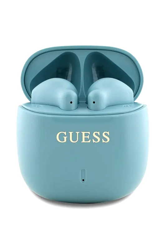 Guess Ασύρματα in-ear ακουστικά Guess Printed Classic Logo χρώμα: τιρκουάζ