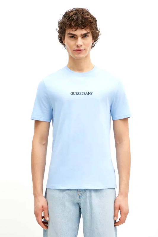 Guess Jeans Βαμβακερό μπλουζάκι Guess Jeans ανδρικό, χρώμα: μπλε, M4YI52 K8HM0