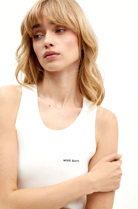 Miss Sixty Top Miss Sixty 6L2RJ0510000 RJ0510 KNIT VEST χρώμα: μπεζ, 6L2RJ0510000