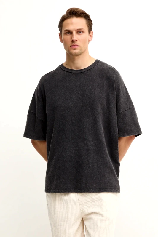 American Vintage Βαμβακερό μπλουζάκι American Vintage ανδρικό, χρώμα: γκρι, MSON02AGE25