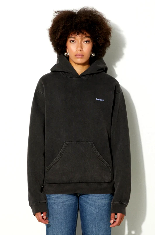 coperni Μπλούζα Coperni Washed Horn Hoodie χρώμα: μαύρο, με κουκούλα, COPJS15BIS523W