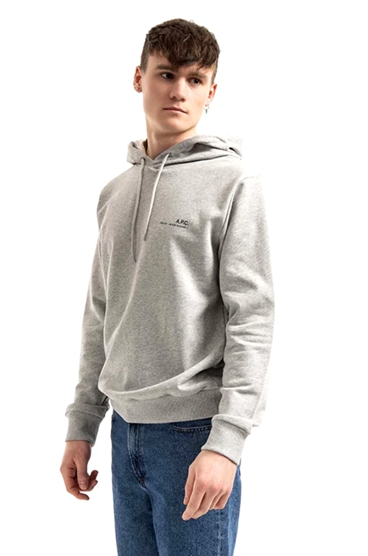 A.P.C. Βαμβακερή μπλούζα A.P.C. Hoodie Item χρώμα: γκρι, με κουκούλα F30